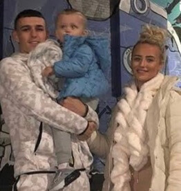 Rebecca Cooke with her boyfriend, Phil Foden, and their son.